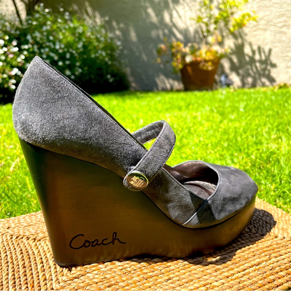 Grey suede a coach wedges. Size 7 Mary Janes.